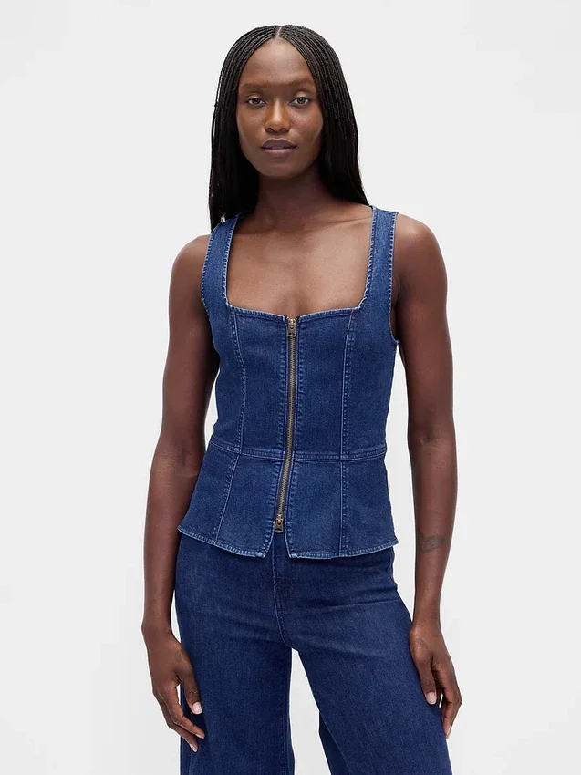 Gilet en denim à fermeture éclair