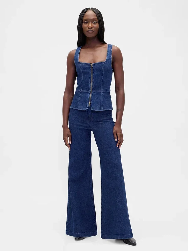Gilet en denim à fermeture éclair