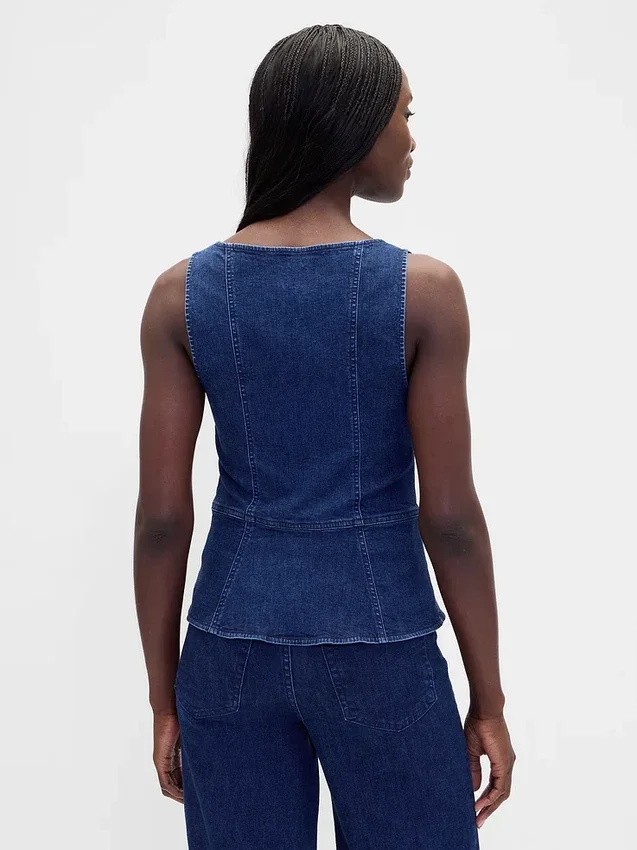 Gilet en denim à fermeture éclair