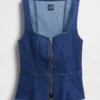 Gilet en denim à fermeture éclair