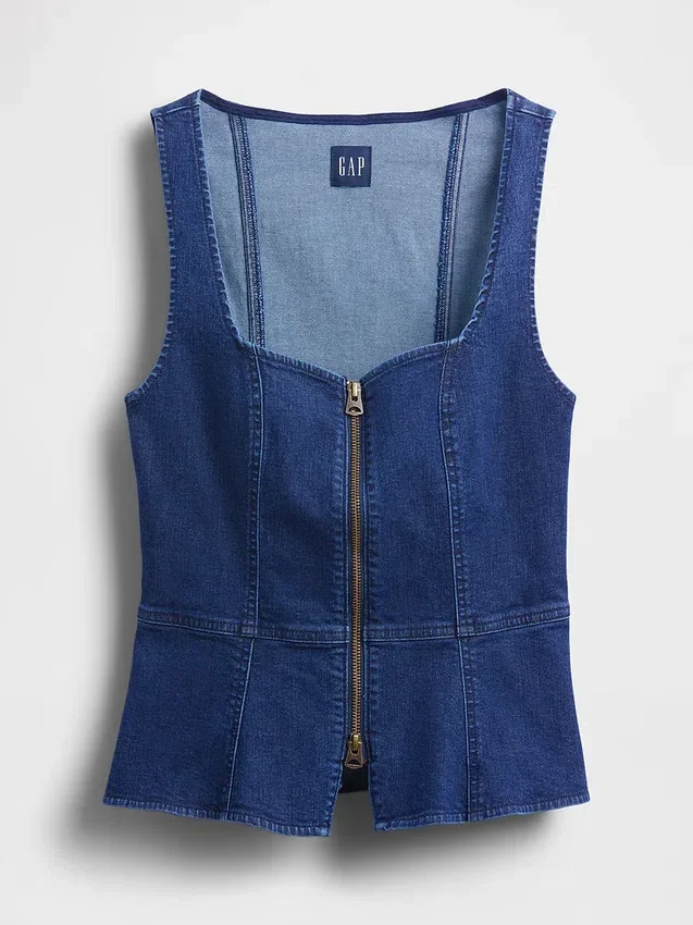 Gilet en denim à fermeture éclair