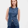 Gilet long en denim ultra-doux