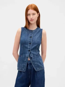 Gilet long en denim ultra-doux