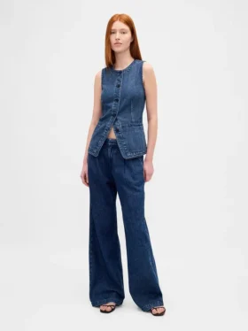 Gilet long en denim ultra-doux