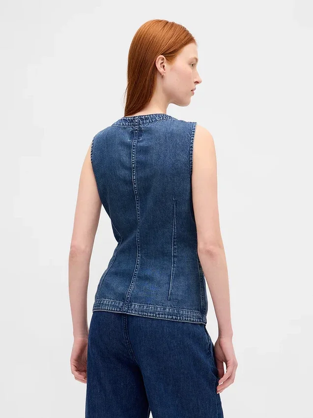 Gilet long en denim ultra-doux