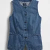 Gilet long en denim ultra-doux