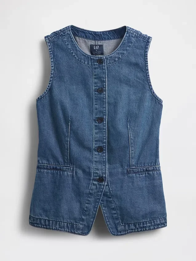 Gilet long en denim ultra-doux