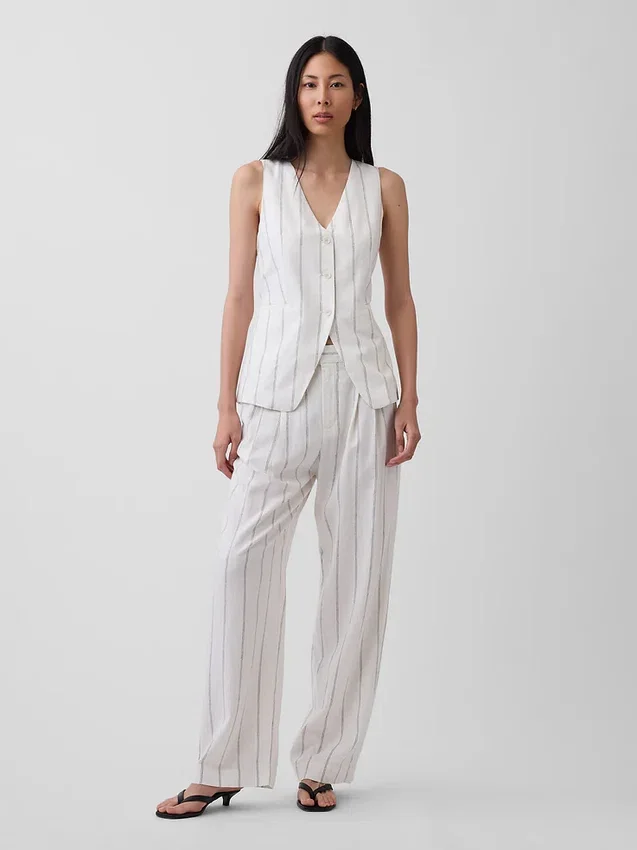 Gilet long en mélange de lin