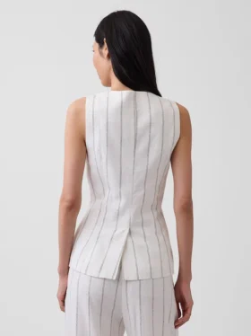 Gilet long en mélange de lin