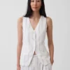 Gilet long en mélange de lin