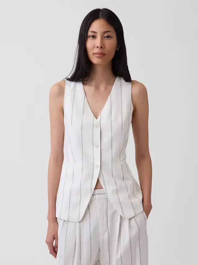 Gilet long en mélange de lin