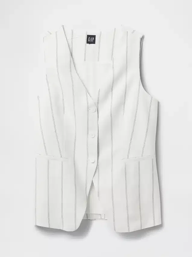 Gilet long en mélange de lin