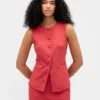 Gilet long à nouer dans le dos en mélange de lin