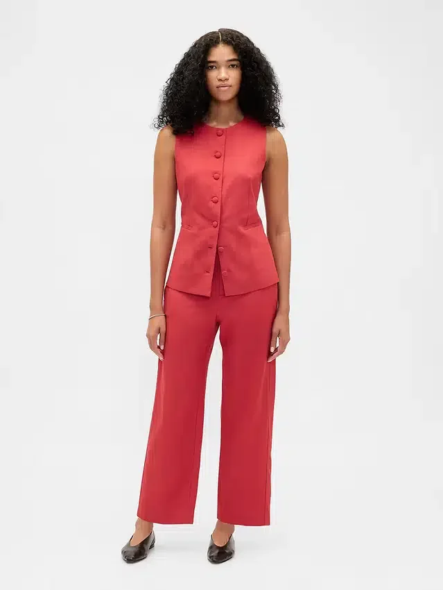 Gilet long à nouer dans le dos en mélange de lin