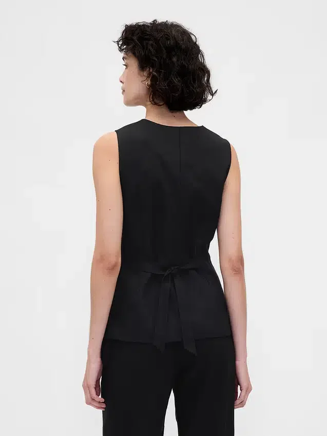 Gilet long à nouer dans le dos en mélange de lin
