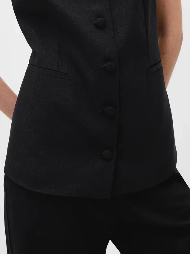 Gilet long à nouer dans le dos en mélange de lin