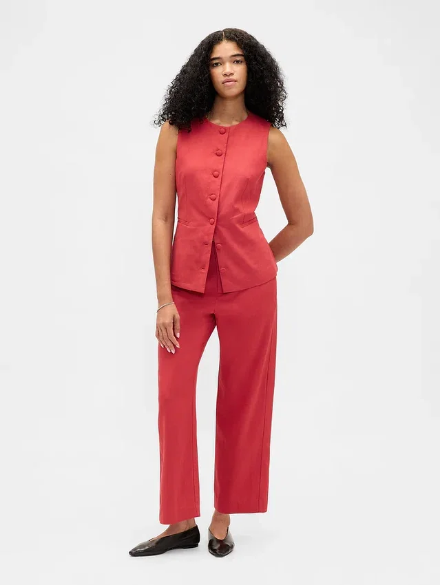 Gilet long à nouer dans le dos en mélange de lin