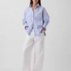 Grande chemise rayée en popeline de coton bio