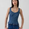 Haut ajusté en denim à basque