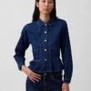Haut ajusté en denim à basque