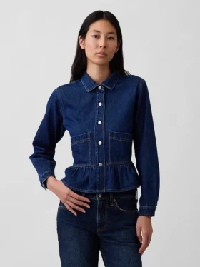 Haut ajusté en denim à basque