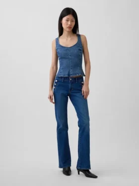 Haut ajusté en denim à basque