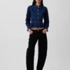 Haut ajusté en denim à basque