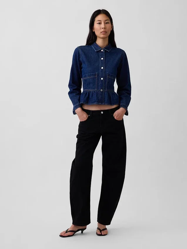 Haut ajusté en denim à basque
