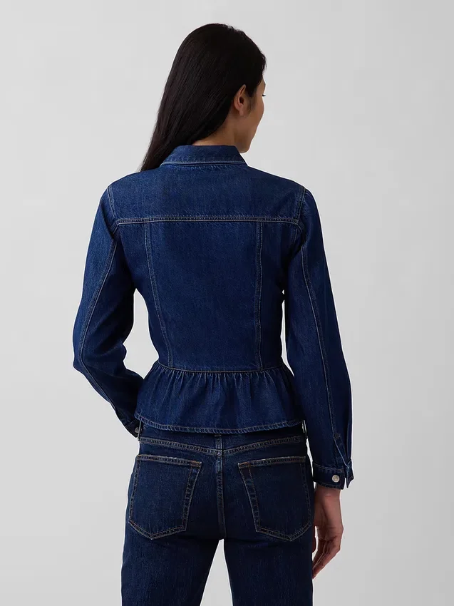 Haut ajusté en denim à basque
