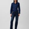 Jeans droit décontracté à taille mi-haute