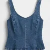 Haut ajusté en denim à basque