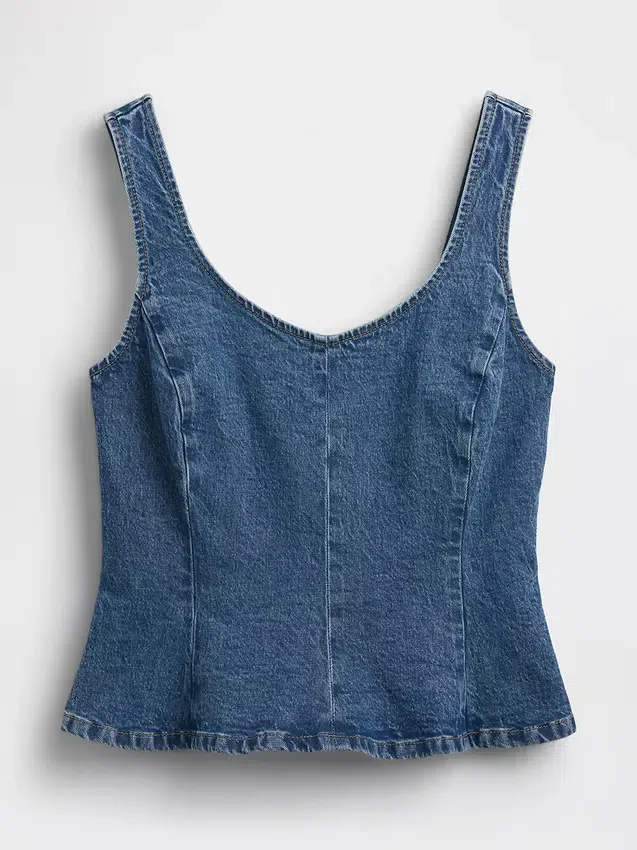 Haut ajusté en denim à basque