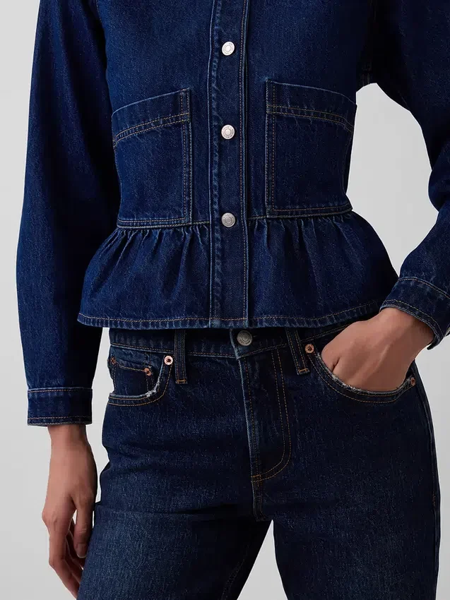 Haut ajusté en denim à basque