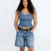 Haut ajusté en denim à basque