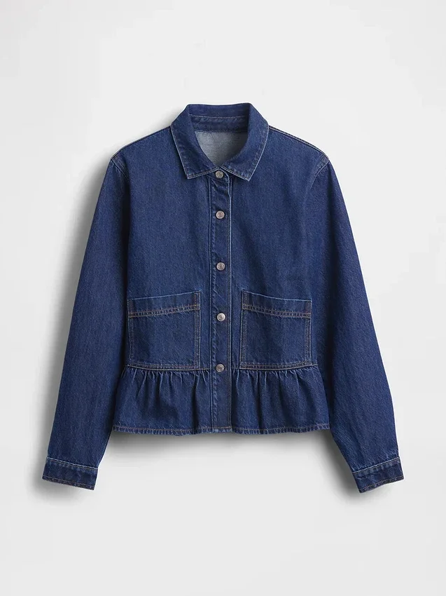 Haut ajusté en denim à basque