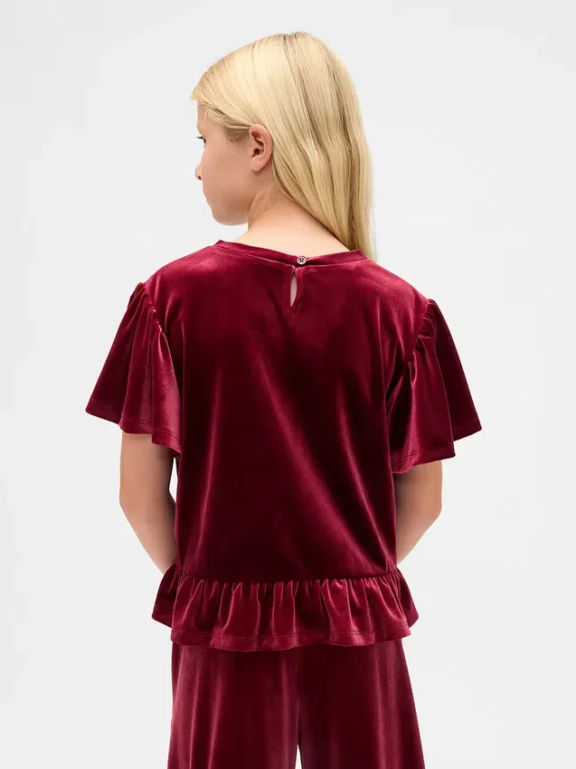 Haut à basque en velours pour enfant