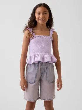 Haut à basque smocké en gaze de coton pour enfant