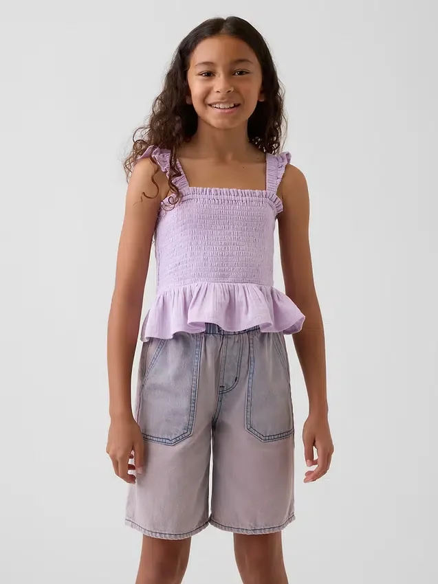 Haut à basque smocké en gaze de coton pour enfant