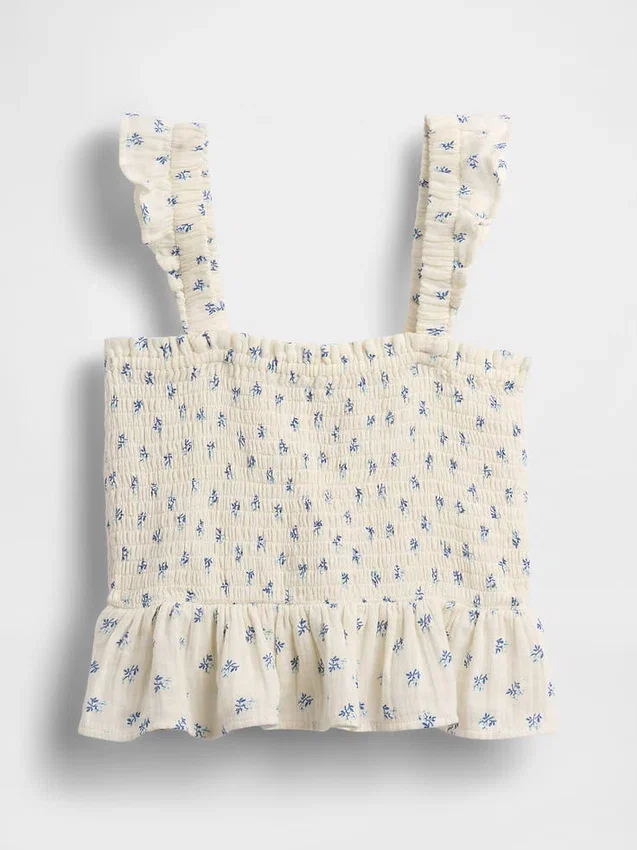 Haut à basque smocké en gaze de coton pour enfant