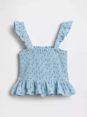 Haut à basque smocké en gaze de coton pour enfant