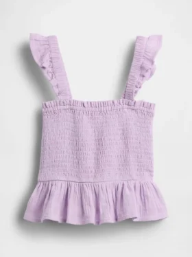 Haut à basque smocké en gaze de coton pour enfant