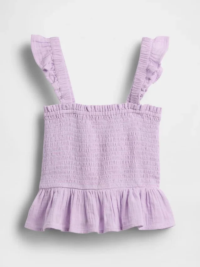 Haut à basque smocké en gaze de coton pour enfant
