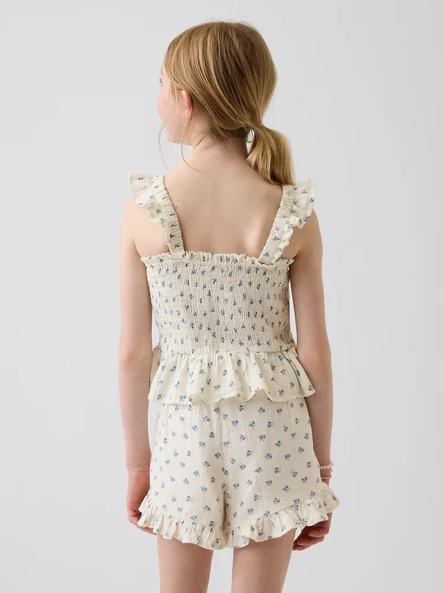 Haut à basque smocké en gaze de coton pour enfant