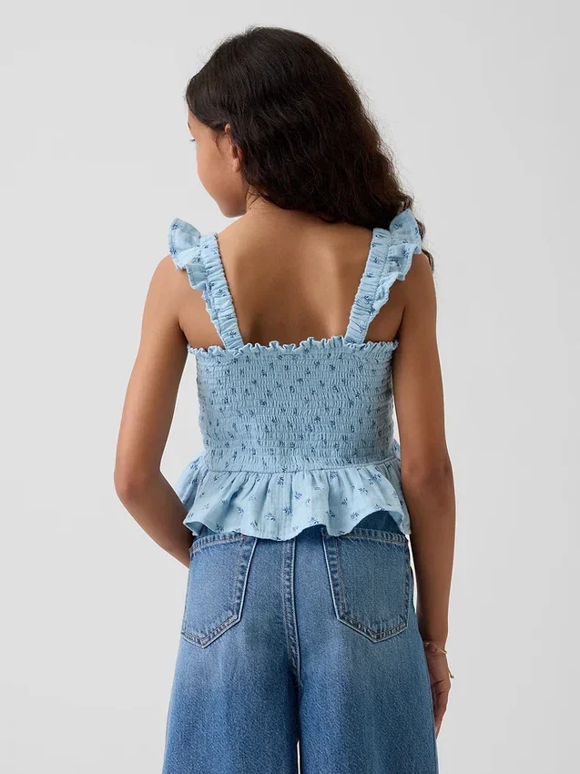 Haut à basque smocké en gaze de coton pour enfant