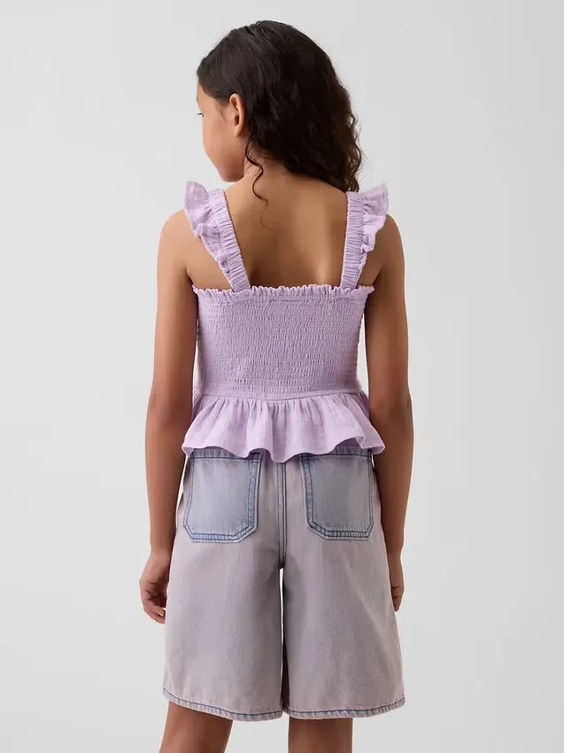Haut à basque smocké en gaze de coton pour enfant