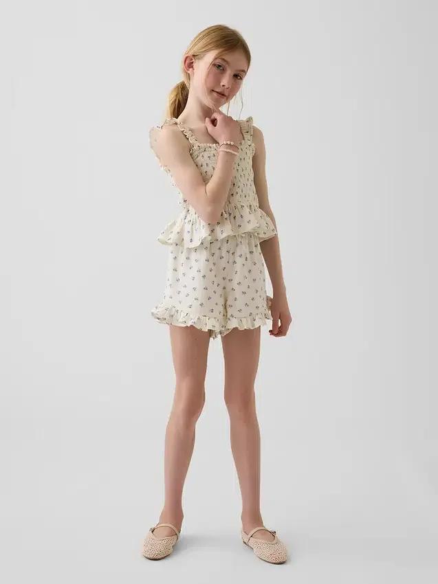 Haut à basque smocké en gaze de coton pour enfant