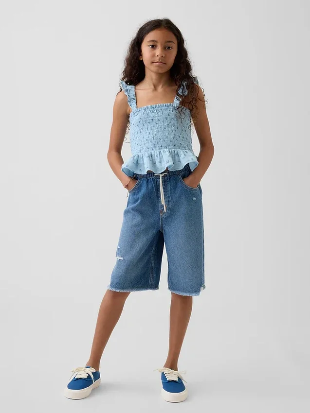Haut à basque smocké en gaze de coton pour enfant