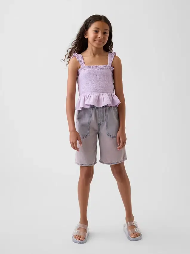 Haut à basque smocké en gaze de coton pour enfant