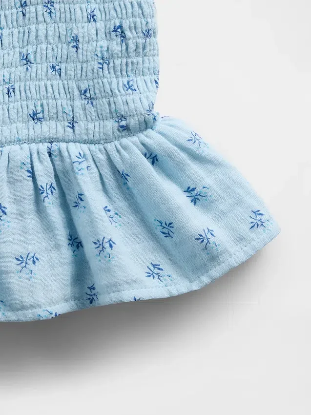 Haut à basque smocké en gaze de coton pour enfant