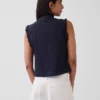 Haut à boutons avec plis creux et bordure en dentelle